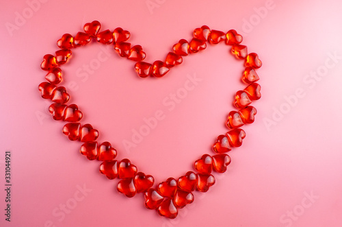 Heart-shaped frame consisting of small crystal hearts.