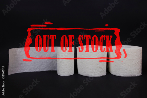 Bilde på lerret Three rolls of toilet paper on black background.