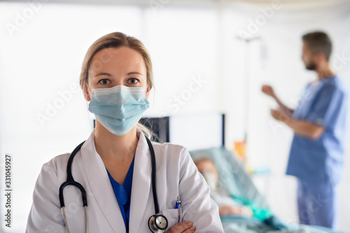 Принти на полотні Portrait of doctor in quarantine in hospital, coronavirus concept
