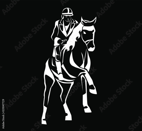 Wallpaper Mural illustration in black and white with a man and a horse. Torontodigital.ca