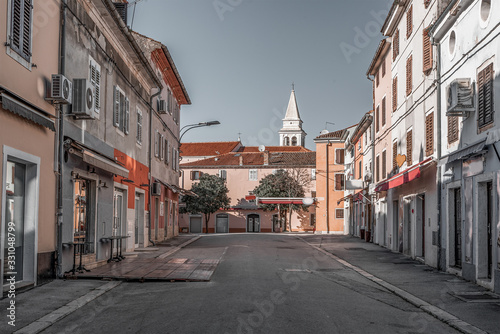 empty street caused covid-19 in Porec, Croatia © Marin