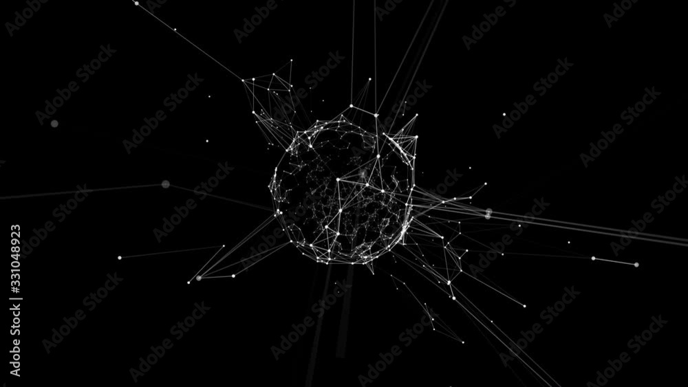 Abstract space polygonal mesh forms a sphere. Seamless loop.