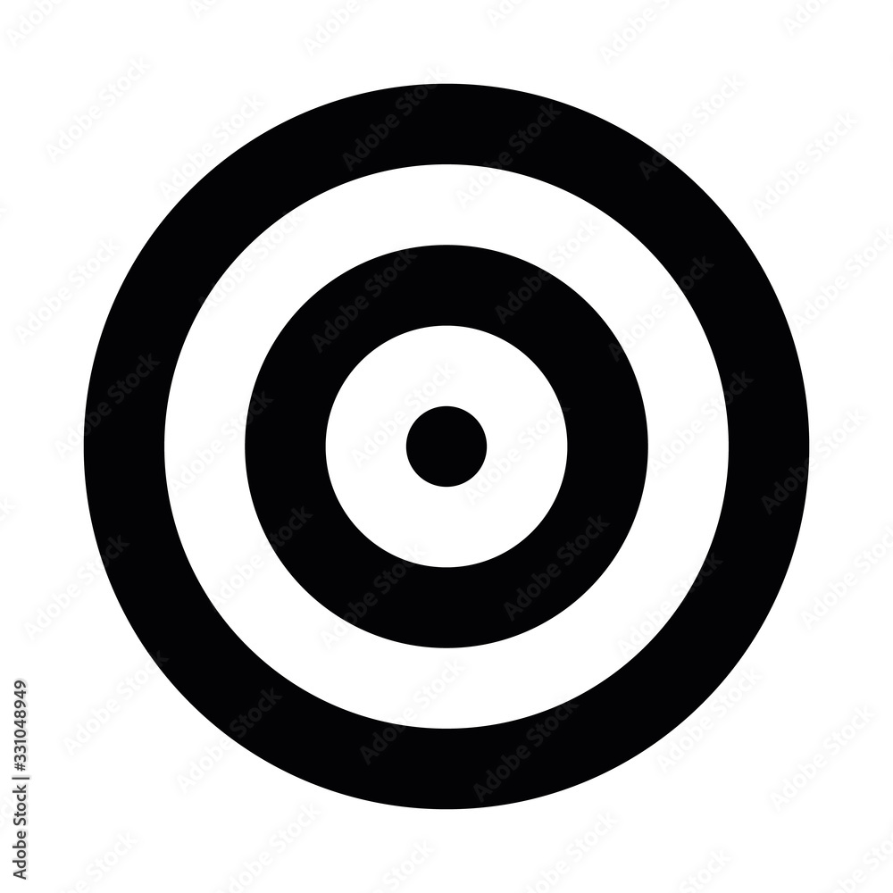 Black target. Hunting, shooting sport or achievement symbol. Simple vector icon