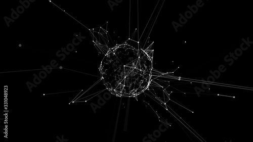 Abstract space polygonal mesh forms a sphere. Seamless loop.