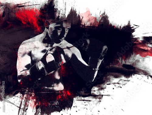 Portrait of a boxer of mixed martial arts. The concept of sports, mma, kickboxing.