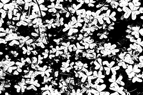 Distressed overlay texture of rough surface, foliage, shadows in grass, organic texture. Grunge background. One color graphic resource.