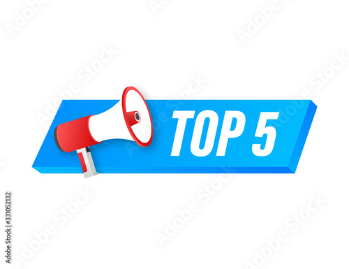 Top 5 - Top Five colorful label on white background. Vector stock illustration