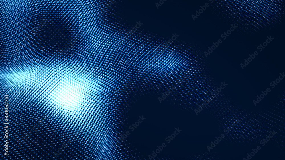 Dot white blue wave light screen gradient texture background. Abstract  technology big data digital background. 3d rendering.