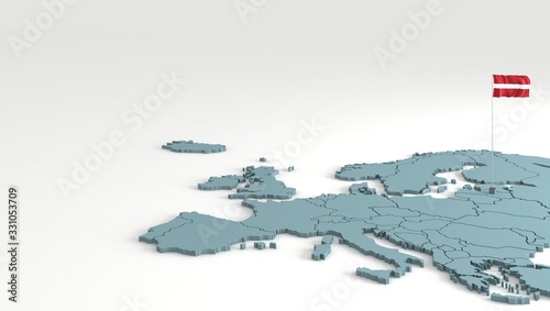 latvia flag. Europe map wit...