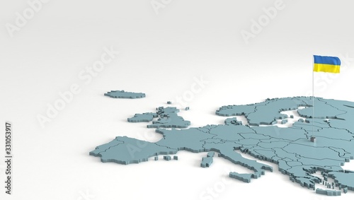 ukraine flag. Europe map wi...