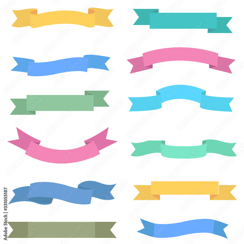 Colorful ribbon set, vector design elements