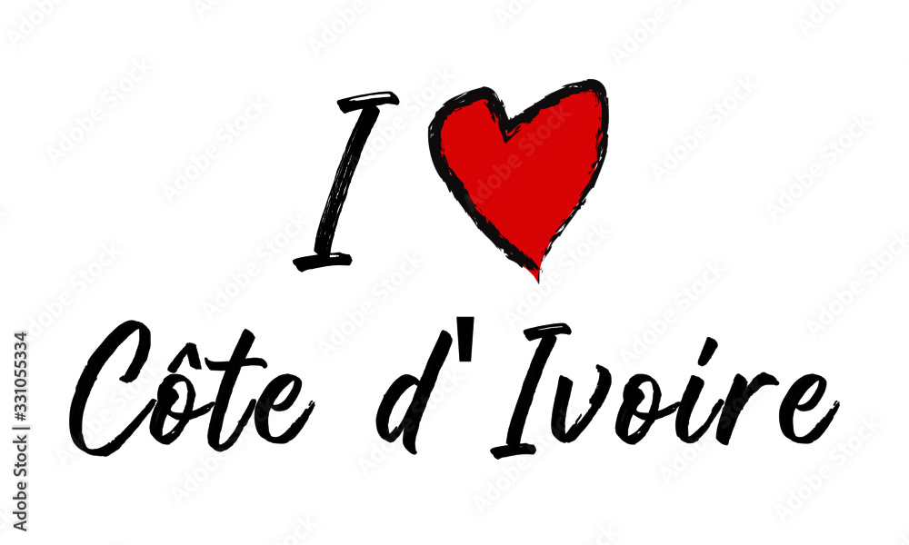 i love Côte d'Ivoire Creative Cursive Text Typography Template. i love Côte d'Ivoire Creative Cursive Text Typography Template.