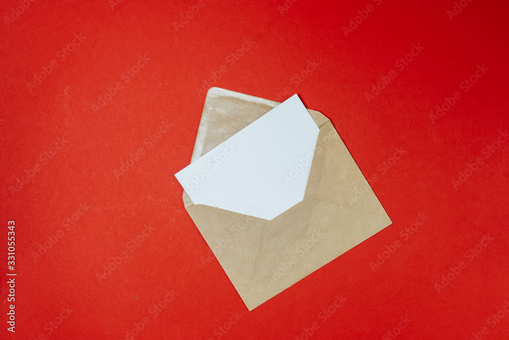 An envelope. Top view. Writing a letter. Message. An envelope. Top view. Writing a letter. Message.