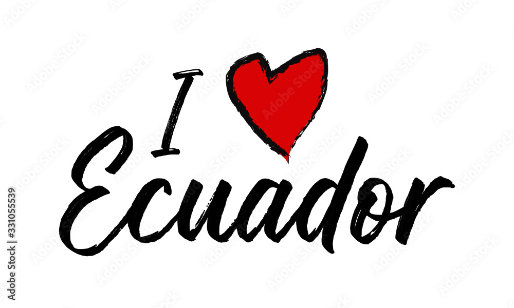 I Love Ecuador Creative Cursive Text Typography Template.