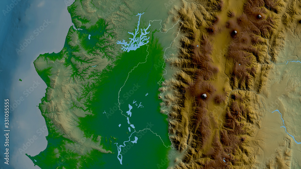 Los Rios, Ecuador - outlined. Physical