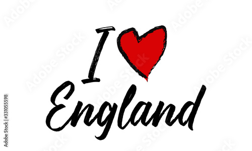 I Love England Creative Cursive Text Typography Template.