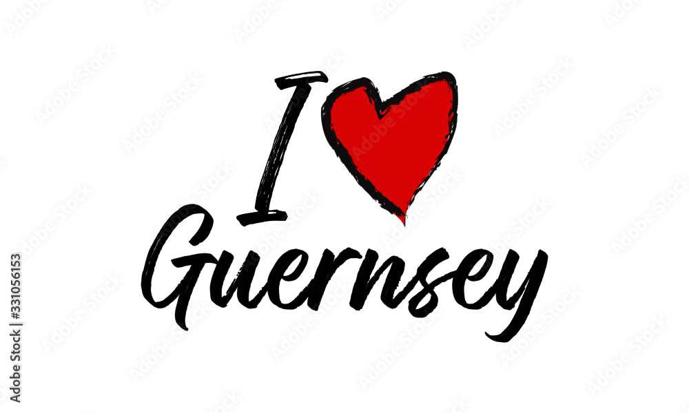 i love guernsey Creative  Cursive Text  Typography Template.