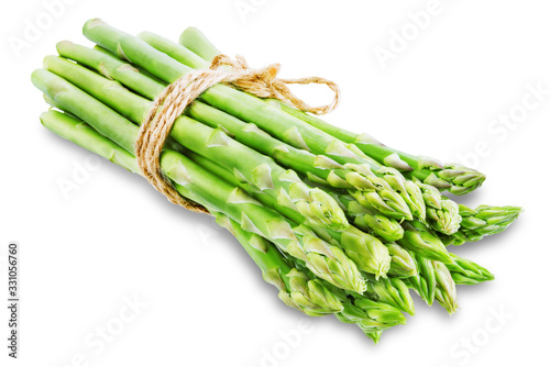 Fresh green asparagus on a white isolated background