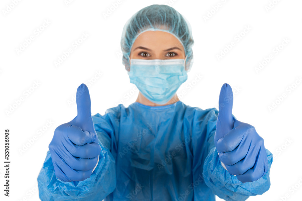 Young female surgeon on isolated Young female surgeon on isolated