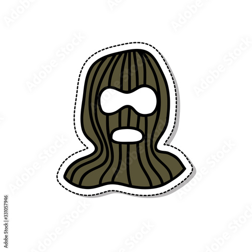 balaclava hat doodle icon, vector illustration