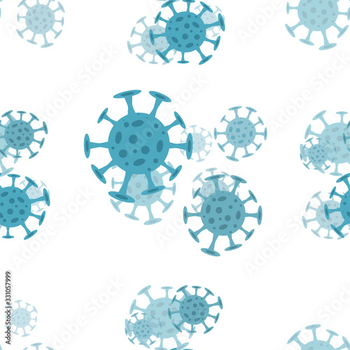 Seamless pattern with coronavirus virus in 2020. World Coronavirus Cell China Influenza Respiratory Coronavirus