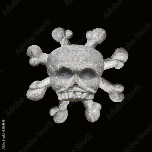 Abstract image of a deadly virus. skull with bones. coronavirus 2019-nCoV. photo