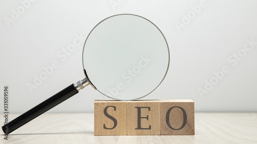 SEO abbreviation on wooden blocks for search engine optimization