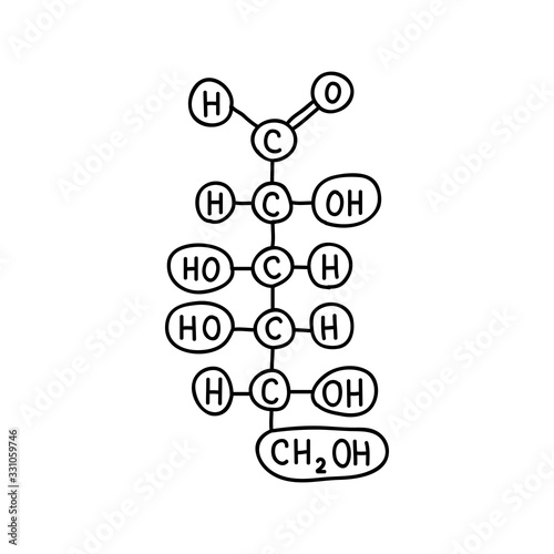 carbohydrate, galactose chemical formula doodle icon, vector illustration