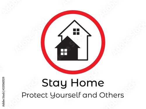 Stay Home - Protect yourself and Others - coronavirus alert prevention sign icon. Stay home coronavirus awareness quarantine and social distancing measures to prevent virus spread sign