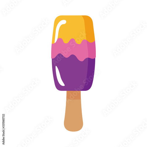 delicious ice cream in stick with three flavors flat style