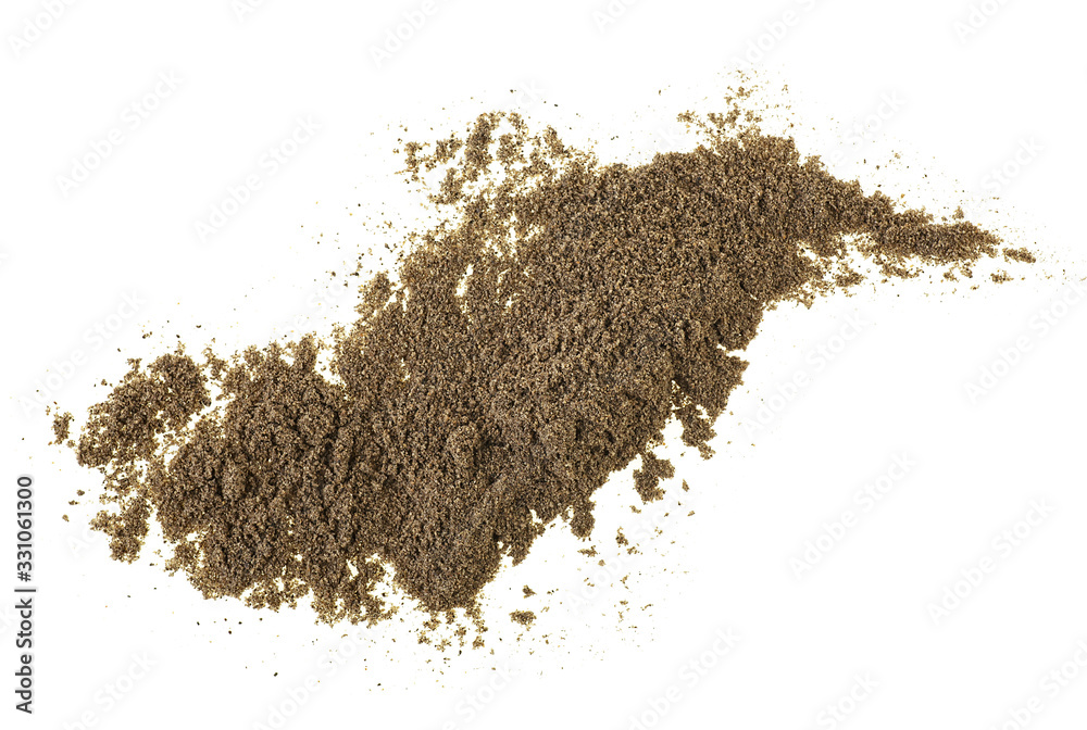 Pile of ground black pepper isolated on a white background Pile of ground black pepper isolated on a white background