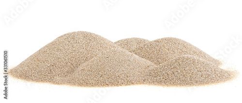 Pile desert sand dunes isolated on a white background
