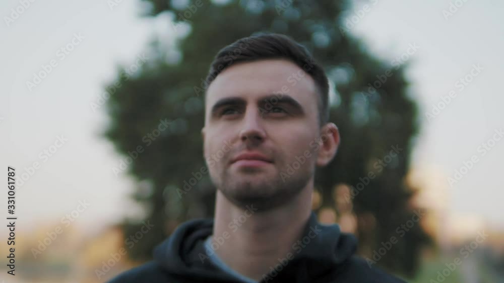 Portrait of a European man looking into the distance Portrait of a European man looking into the distance