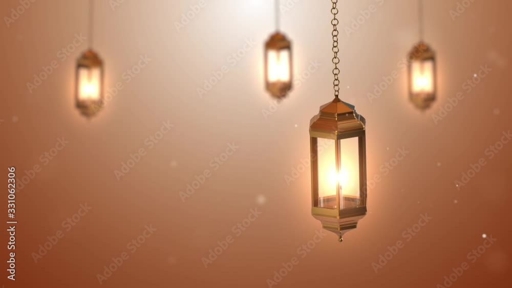 Ramadan lantern candle hanging on a background. 3d animation Ramadan lantern candle hanging on a background. 3d animation