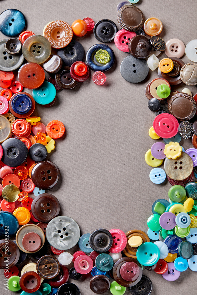 Background and texture of multicolored antique buttons