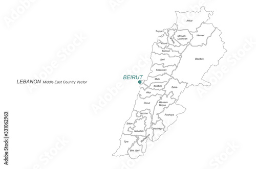 lebanon map. graphic vector map of lebanon.