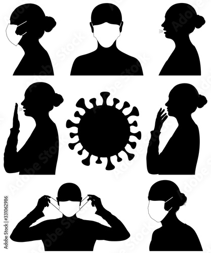 Contagious disease set isolated on white