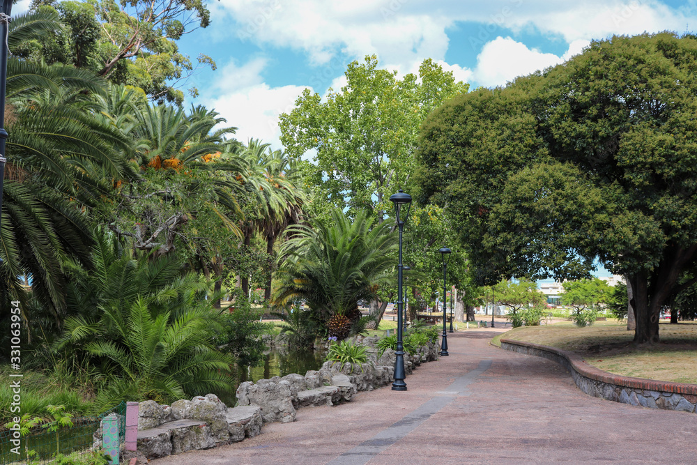 A pleasant walk through the Rodó Park of Montevideo in Uruguay.