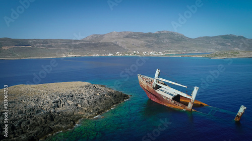 Sunken Ship in The Mediterranean Sea Close to Kythira Island Greece