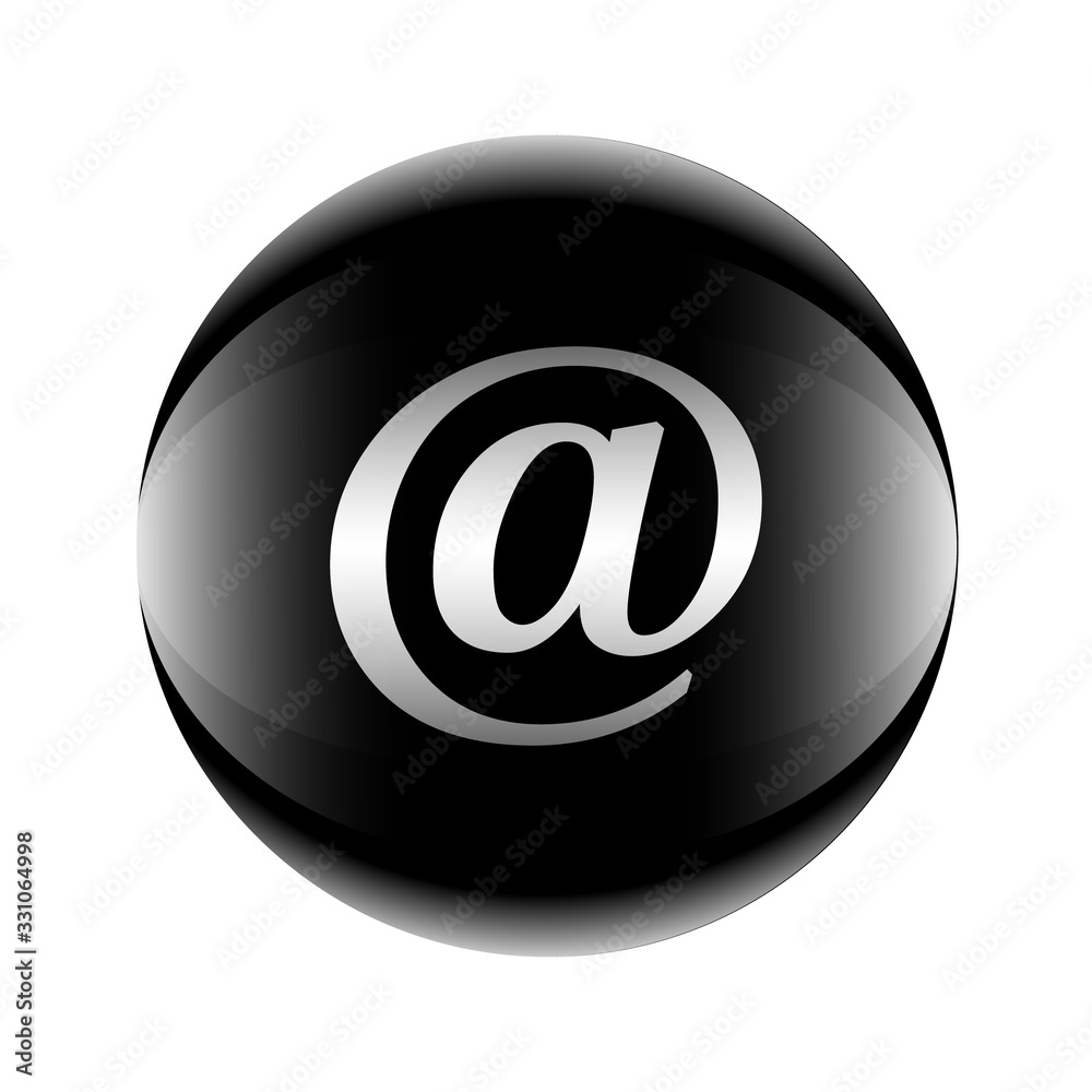 Email symbol icon black-white in the form of a ball. Vector eps 10 Email symbol icon black-white in the form of a ball. Vector eps 10