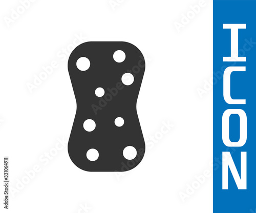 Grey Sponge with bubbles icon isolated on white background. Wisp of bast for washing dishes. Cleaning service logo. Vector Illustration