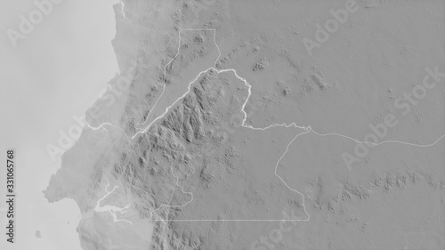 Centro Sur, Equatorial Guinea - outlined. Grayscale