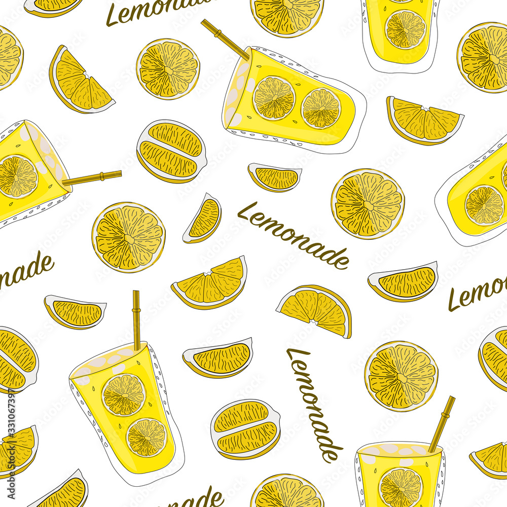 lemon seamless pattern. Vector illustration.	