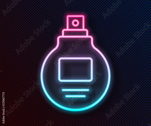 Glowing neon line Perfume icon isolated on black background. Vector Illustration