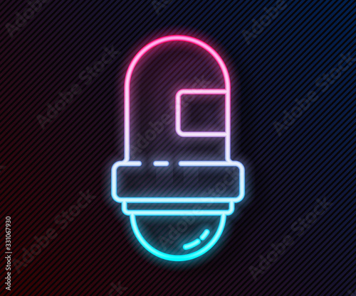 Glowing neon line Antiperspirant deodorant roll icon isolated on black background. Cosmetic for body hygiene. Vector Illustration