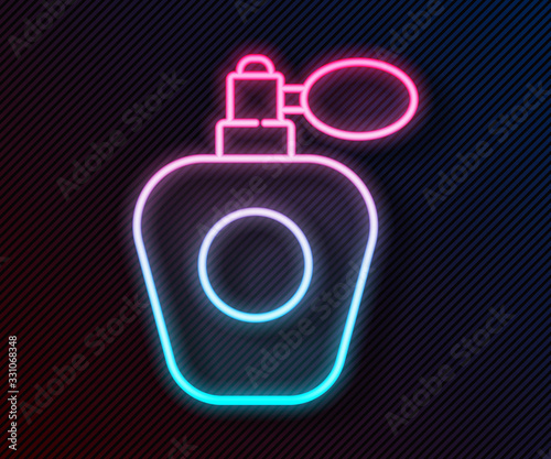 Glowing neon line Perfume icon isolated on black background. Vector Illustration