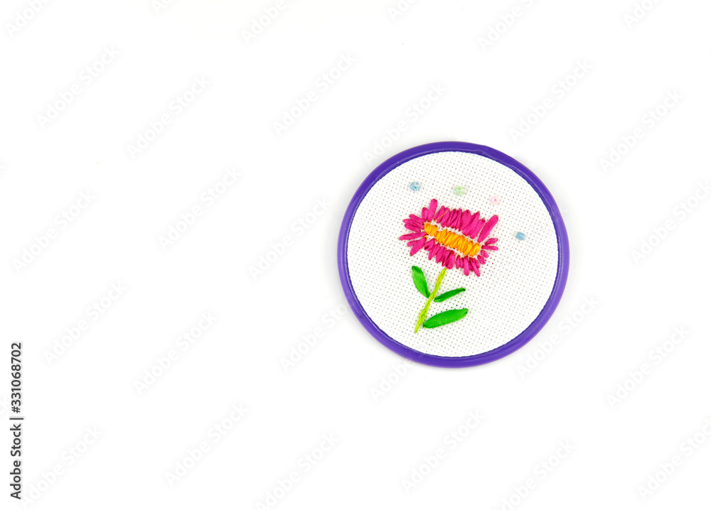 phphoto frame with hand embroidery, flower made of thread phphoto frame with hand embroidery, flower made of thread