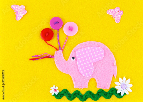 handmade elephant applique fabric by hand