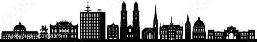 Zurich Zürich City Switzerland Skyline Silhouette Cityscape Vector