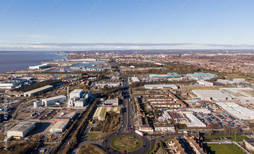 Hull City - panorama view aerial drone